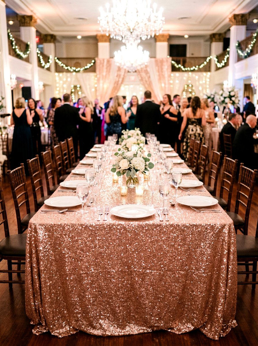 Sequined Tablecloth For Party - 30 Galentine table decor ideas