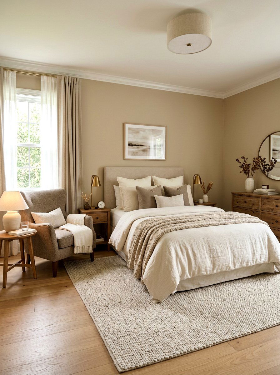 Serene Beige Guest Bedroom - 30 tonal beige bedroom ideas