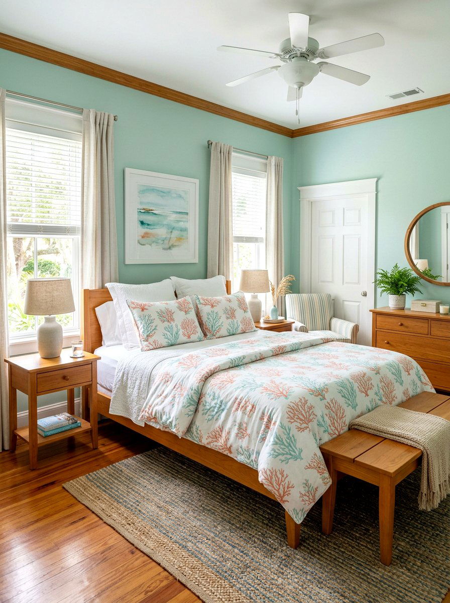 Serene seafoam green bedroom - 30 coastal bedroom ideas