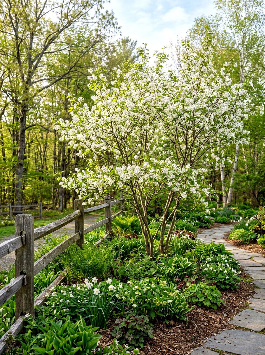 Serviceberry Tree Border - 30 ornamental tree landscaping ideas