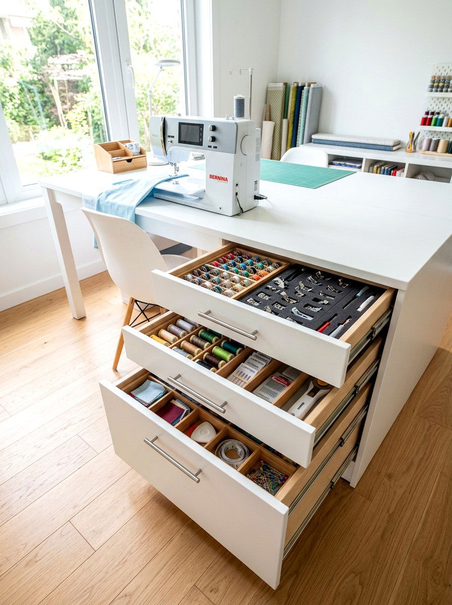 Sewing Table Drawers - 30 sewing storage ideas