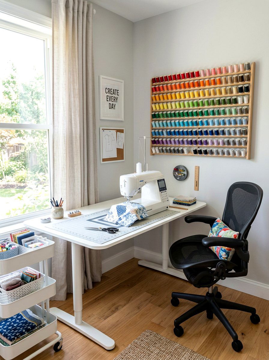 Sewing machine corner setup - 30 craft corner ideas