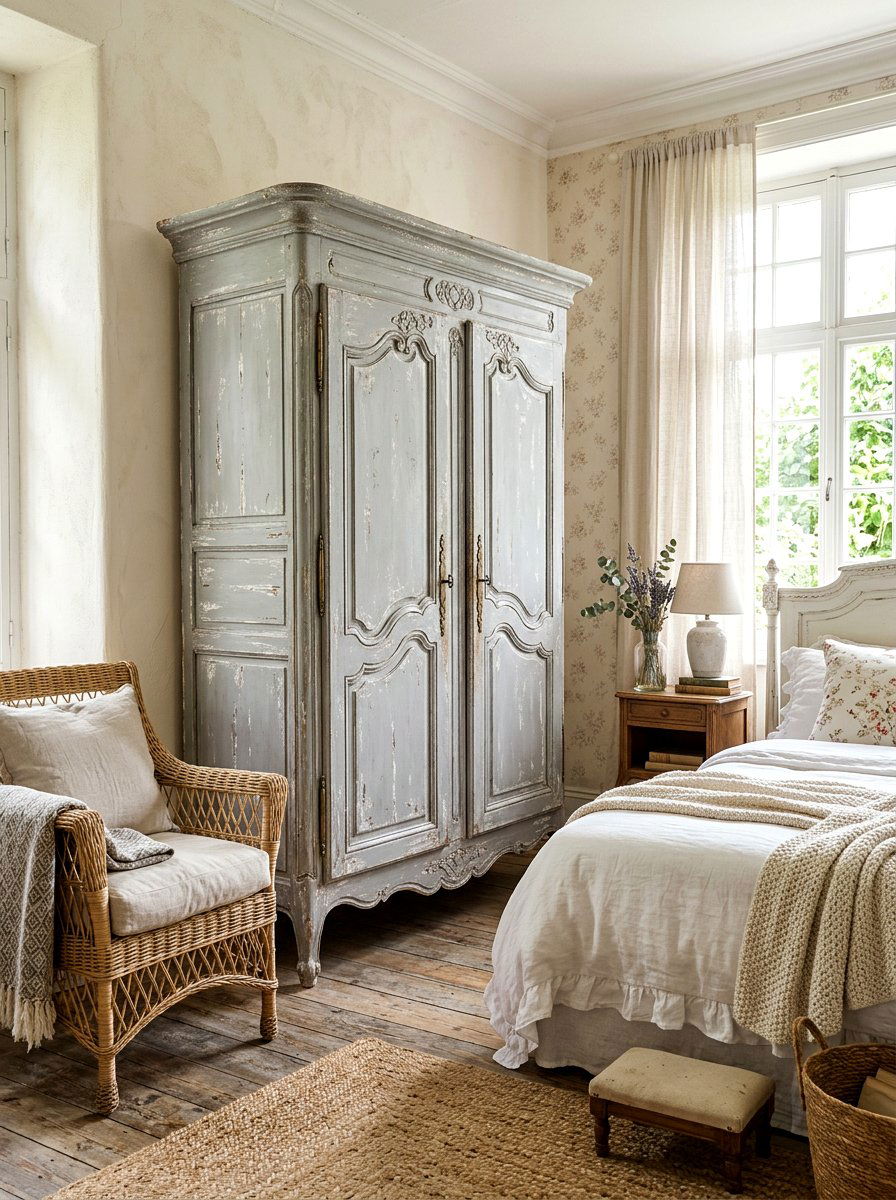 Shabby Chic Armoire Storage - 30 French cottage decor ideas
