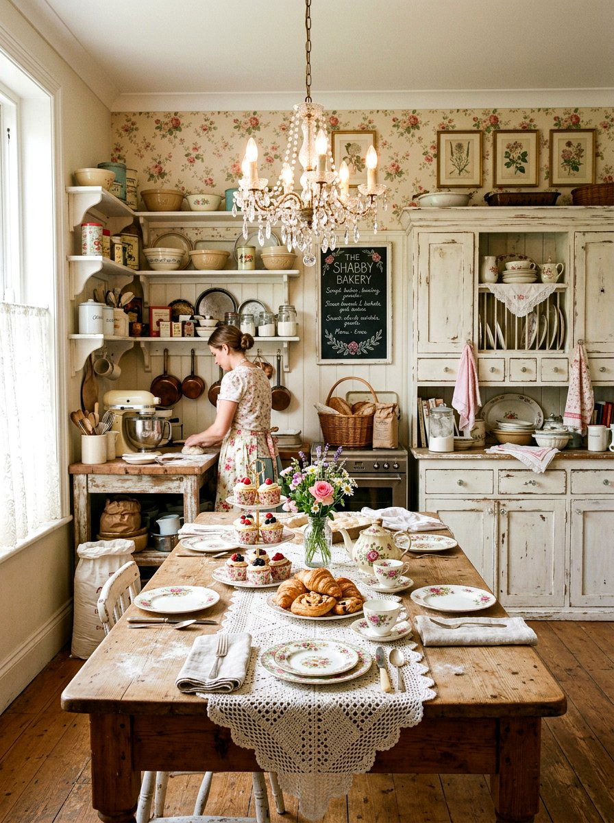 Shabby Chic Bakery Kitchen - 30 vintage bakery kitchen ideas