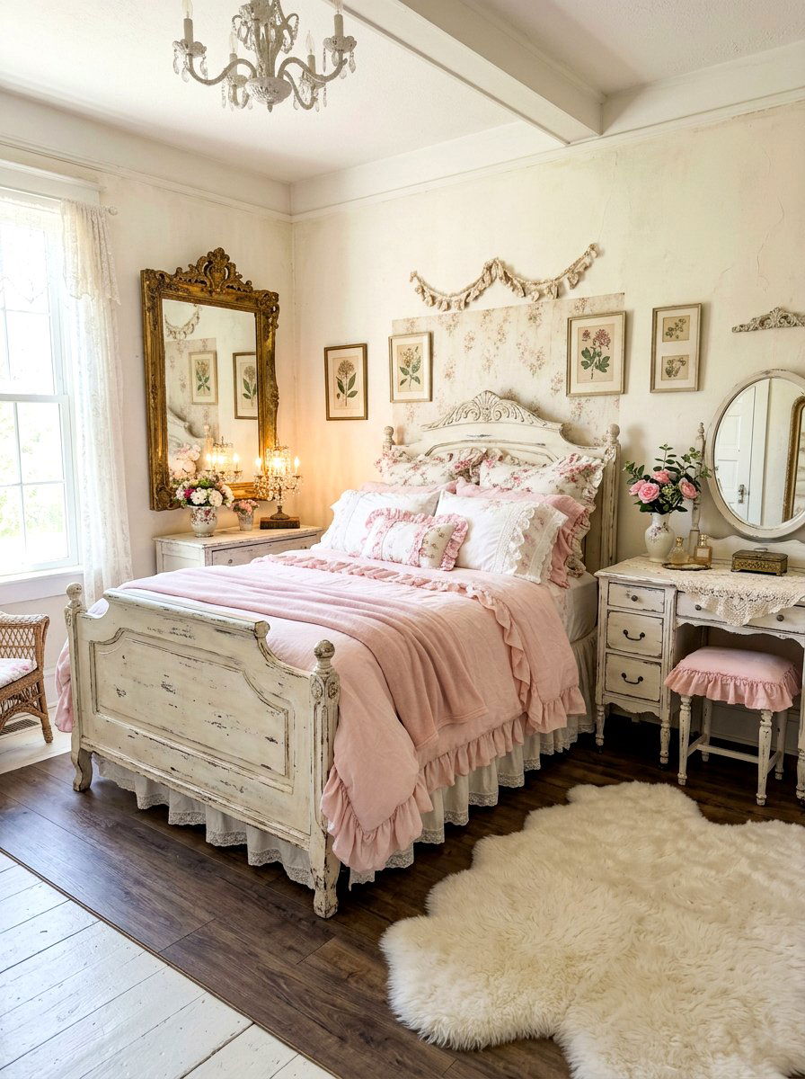 Shabby Chic Bedroom - 30 blush and beige bedroom ideas