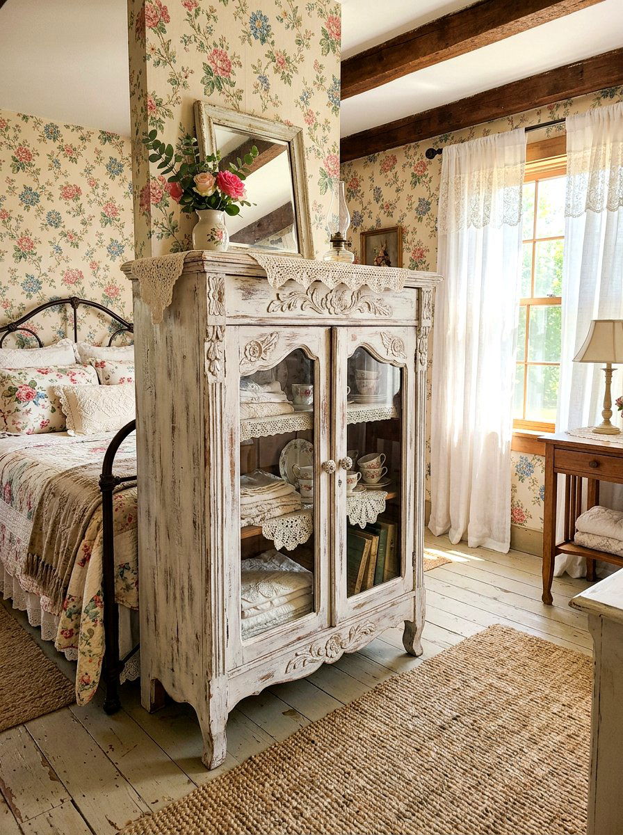 Shabby Chic Cabinet Cottage Bedroom - 30 display cabinet ideas