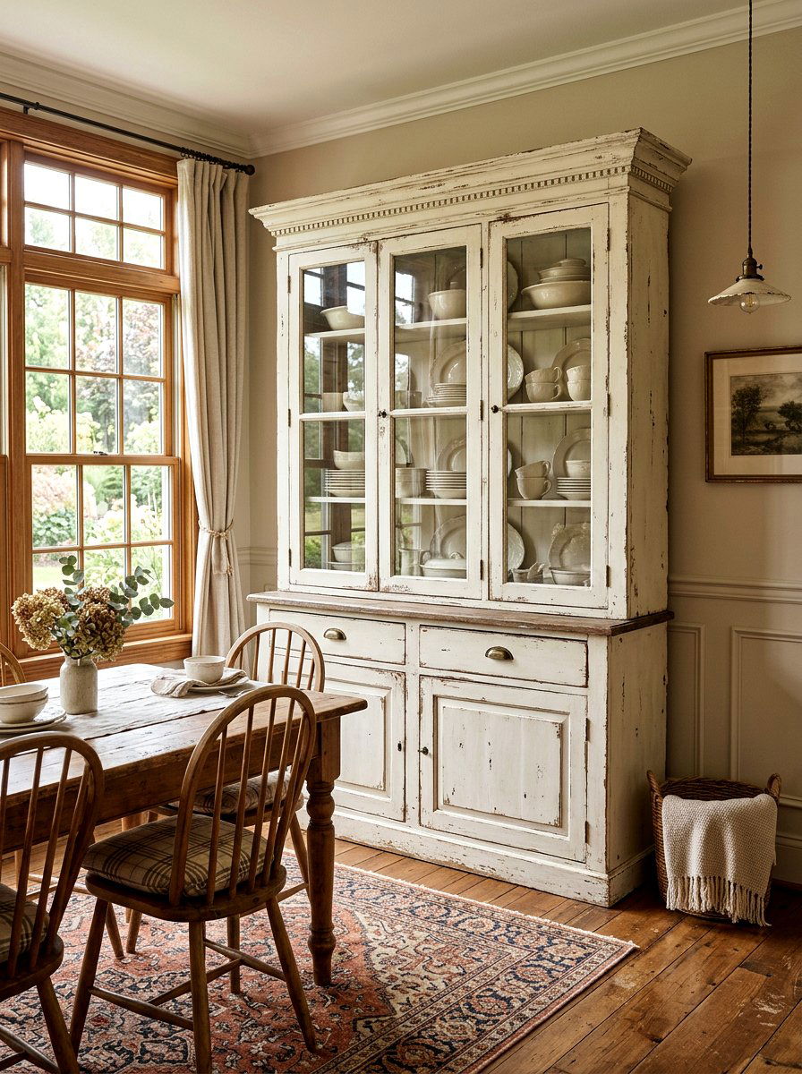 Shabby Chic China Hutch - 30 French country dining room decor ideas