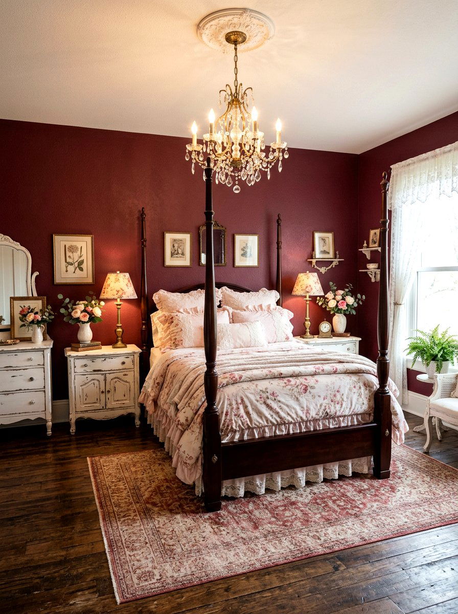 Shabby Chic Chocolate Cherry Bedroom - 30 chocolate cherry bedroom ideas