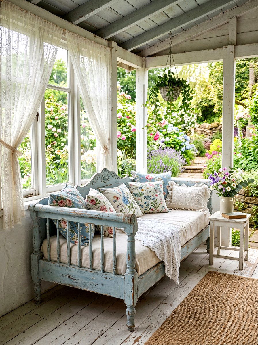 Shabby Chic Daybed - 30 porch daybed ideas