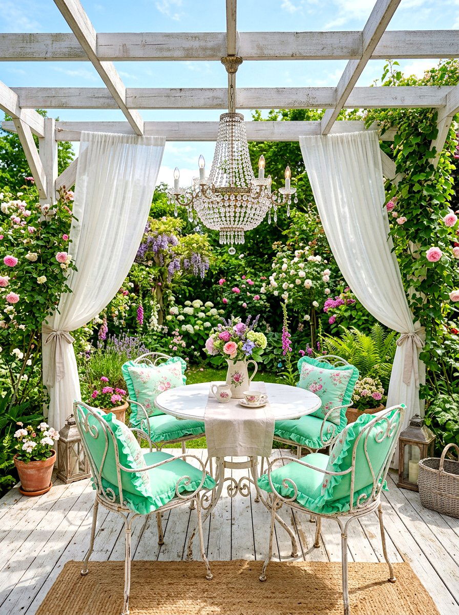 Shabby Chic Deck - 30 covered deck dining ideas