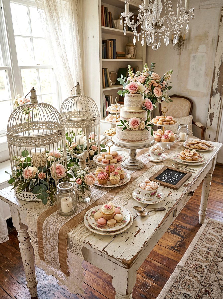 Shabby Chic Dessert Table - 30 dessert table decor ideas