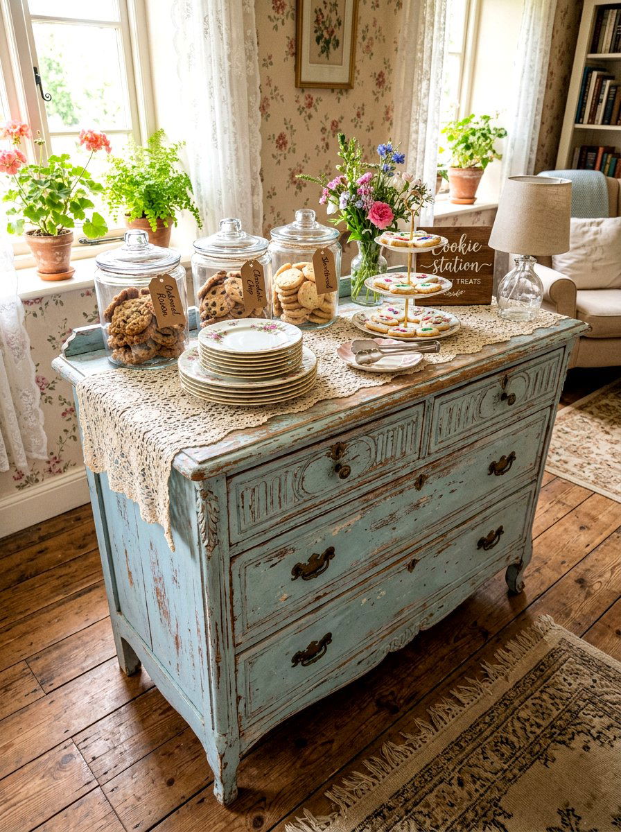 Shabby Chic Dresser - 30 cookie station ideas