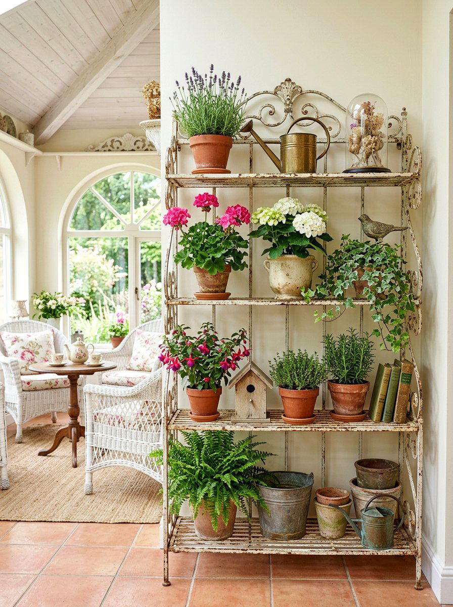 Shabby Chic Etagere - 30 container garden stand ideas
