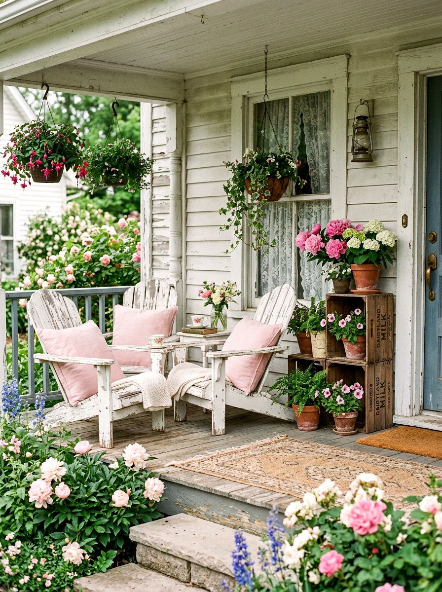 Shabby Chic Front Porch - 30 cozy front porch ideas