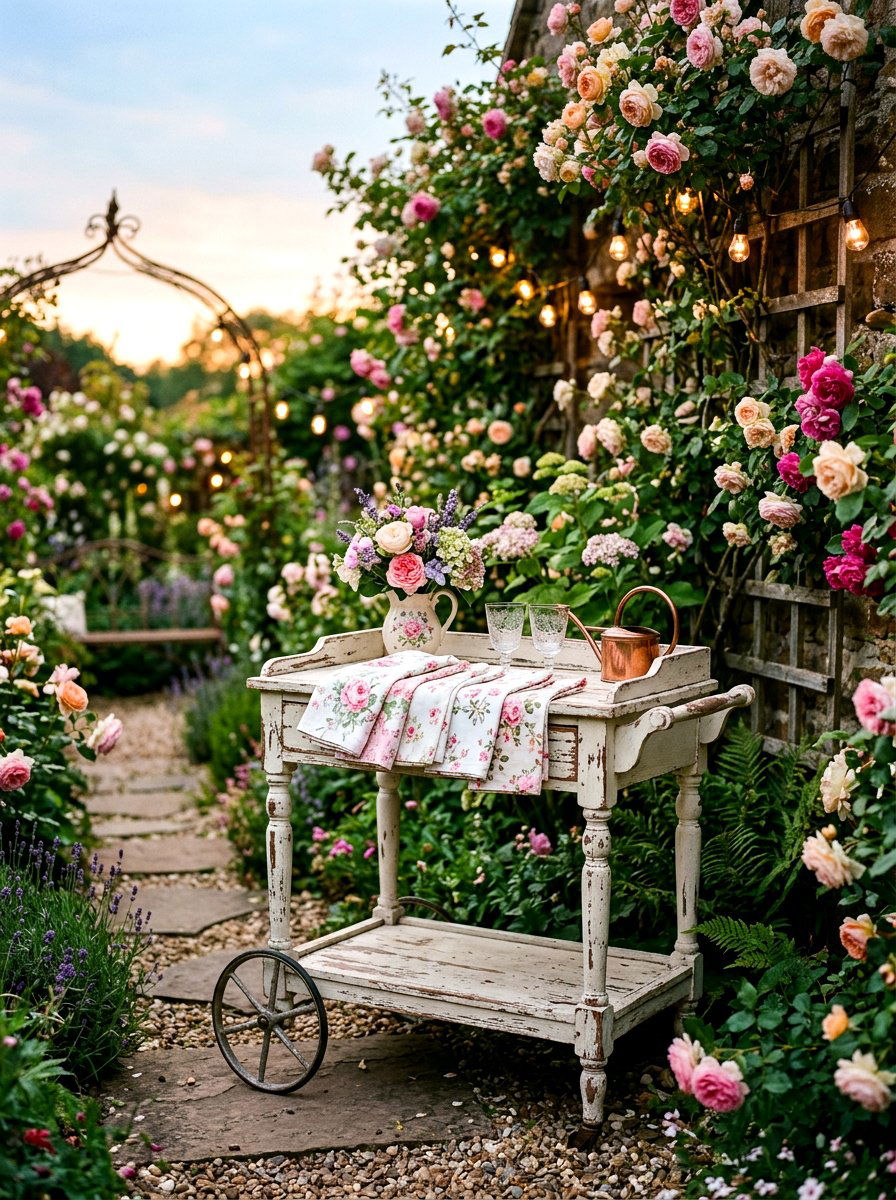 Shabby Chic Garden Server - 30 outdoor sideboard ideas
