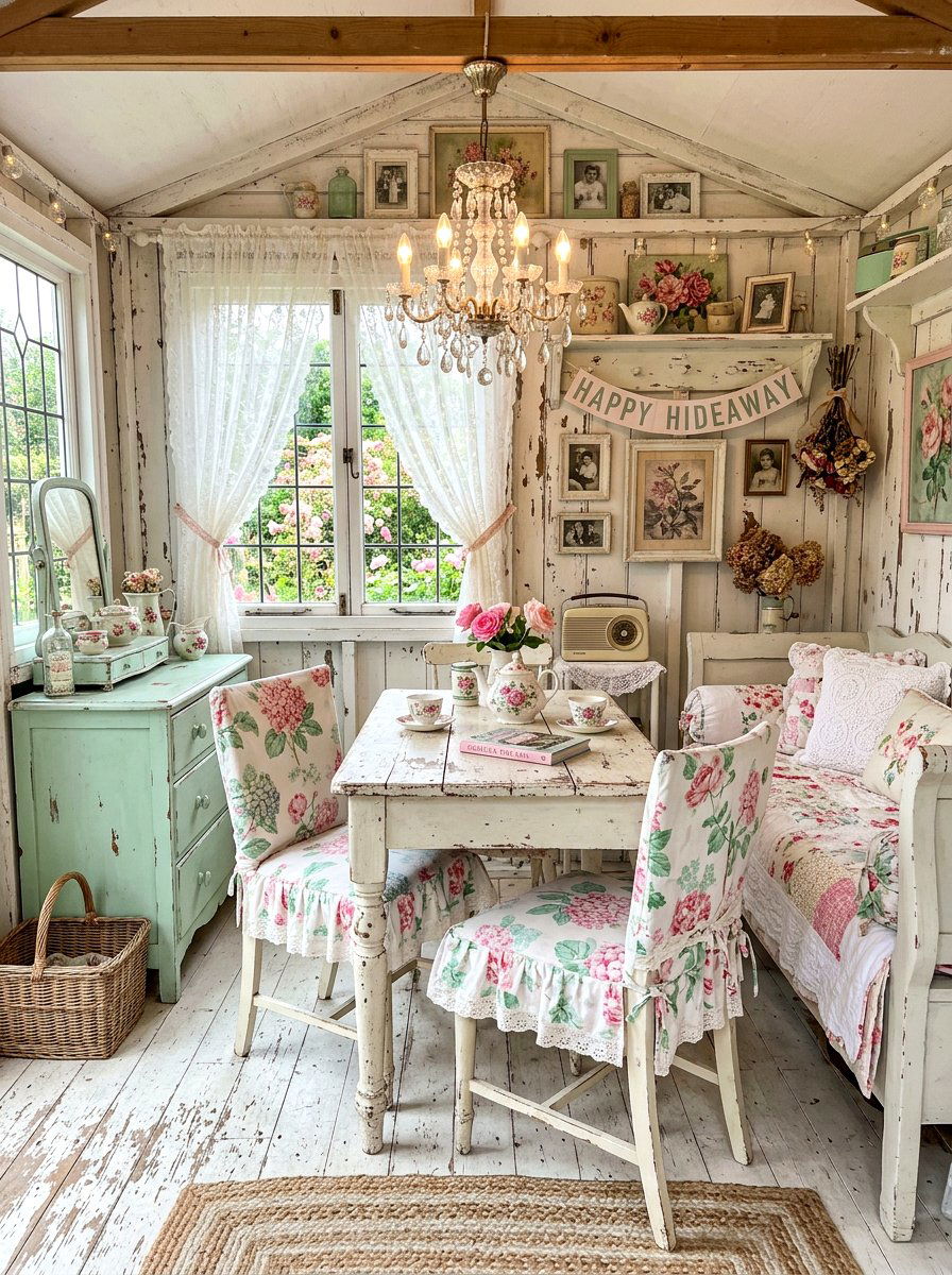 Shabby Chic Hideaway - 30 she shed interior ideas