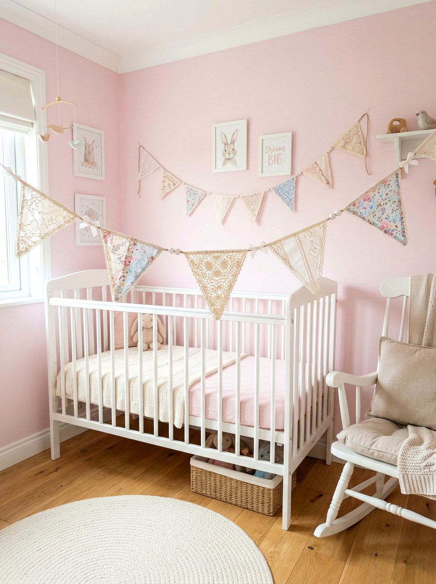 Shabby Chic Lace Bunting - 30 lace bedroom decor ideas