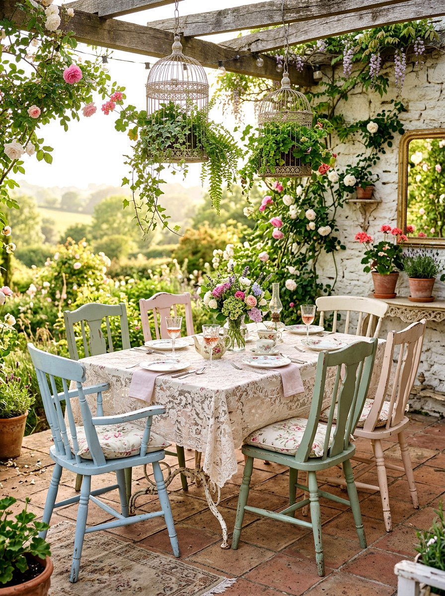 Shabby Chic Patio - 30 terrace dining ideas