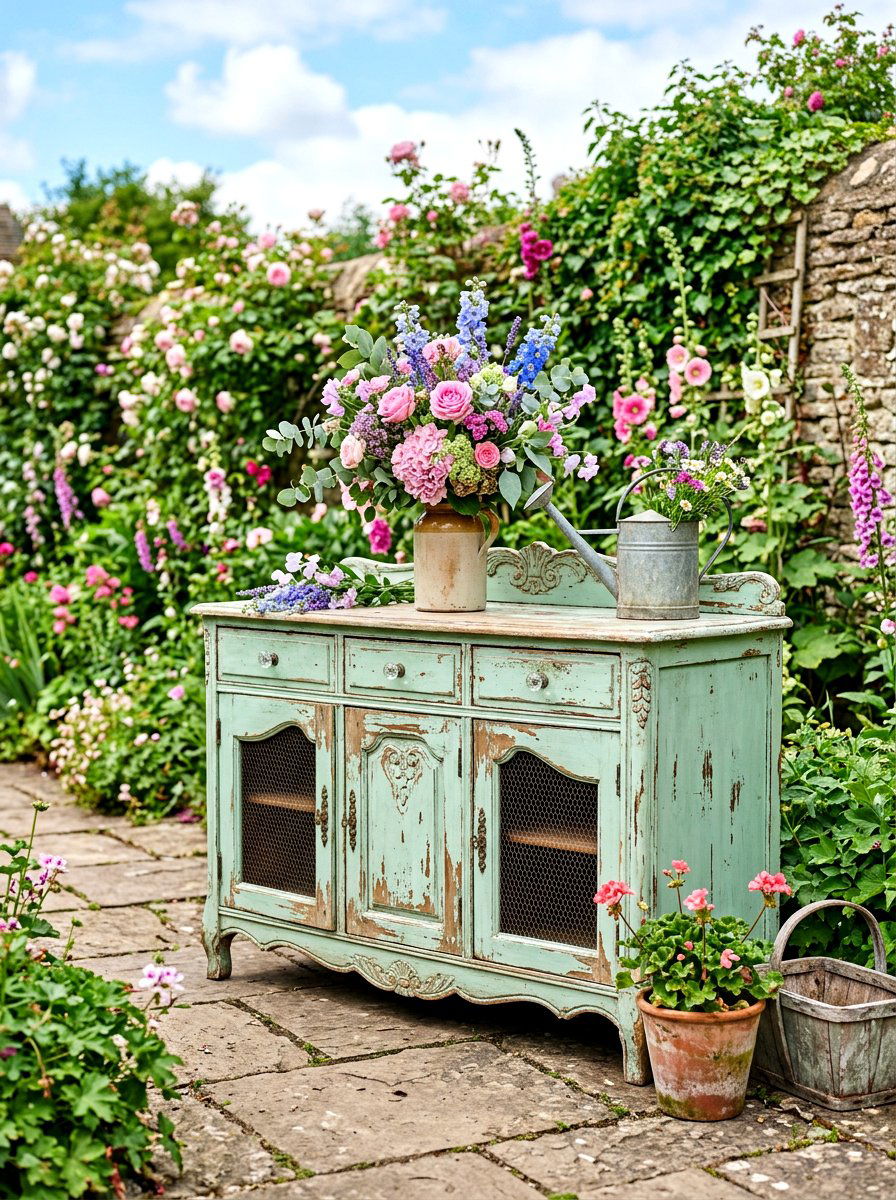 Shabby Chic Sideboard - 30 outdoor buffet table ideas