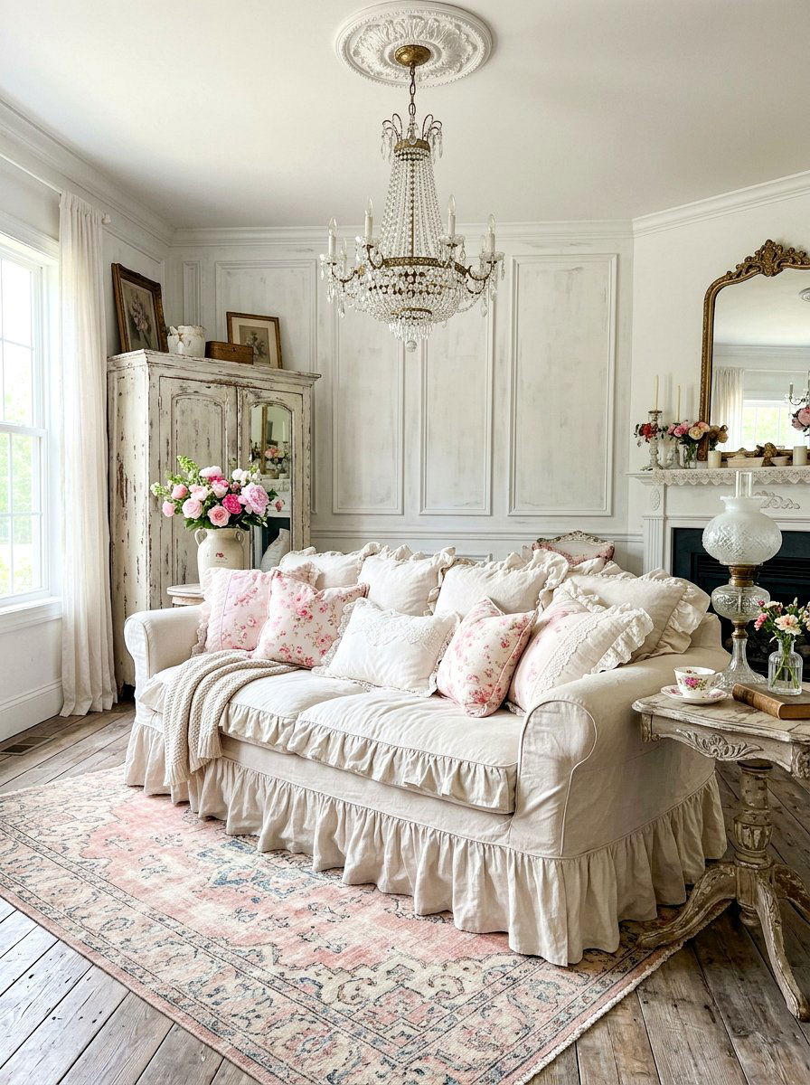 Shabby Chic Slipcovered Sofa - 30 slipcovered sofa ideas