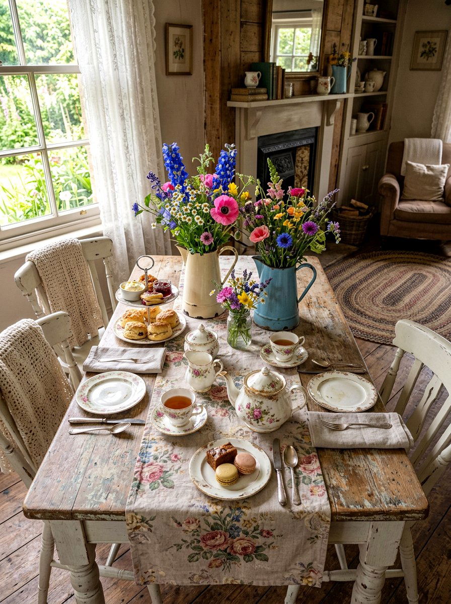 Shabby Chic Tea Table - 30 English tea tablescape ideas