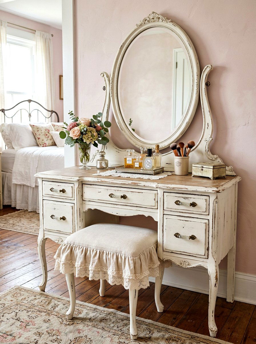 Shabby Chic Vanity Table - 30 frilly bedroom ideas