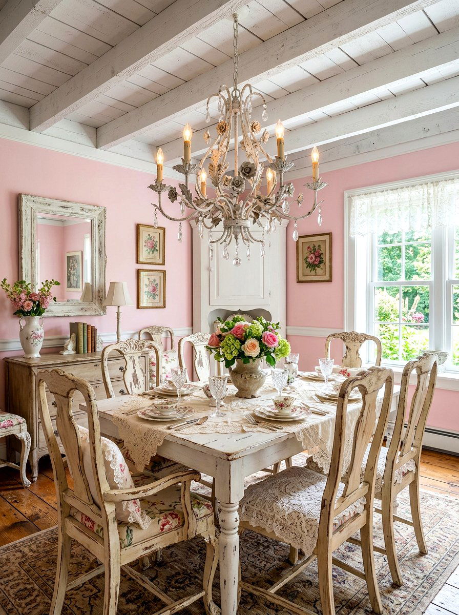 Shabby Chic White Chandelier - 30 classic dining room chandelier ideas