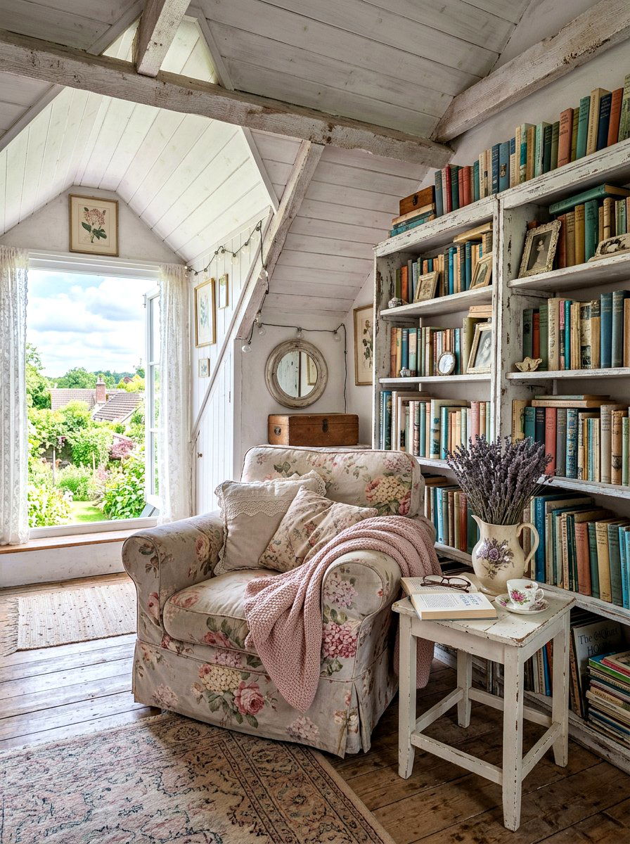 Shabby chic attic reading room - 30 attic reading room ideas