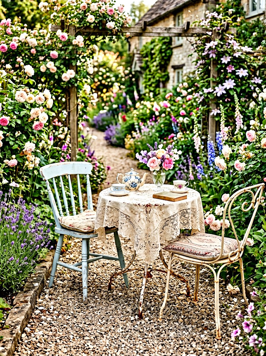 Shabby chic garden corner - 30 patio breakfast area ideas