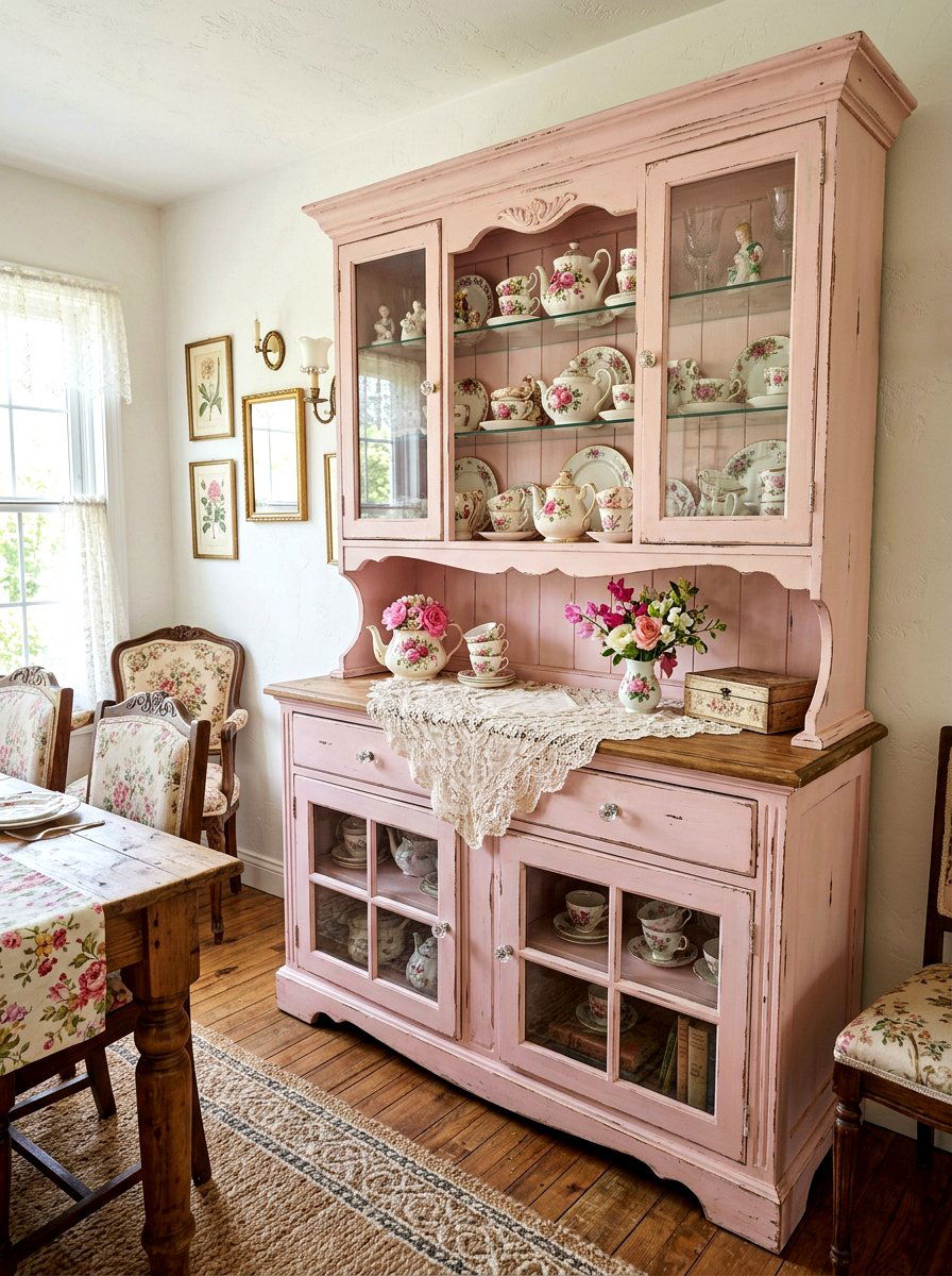Shabby chic hutch - 30 statement hutch dining ideas