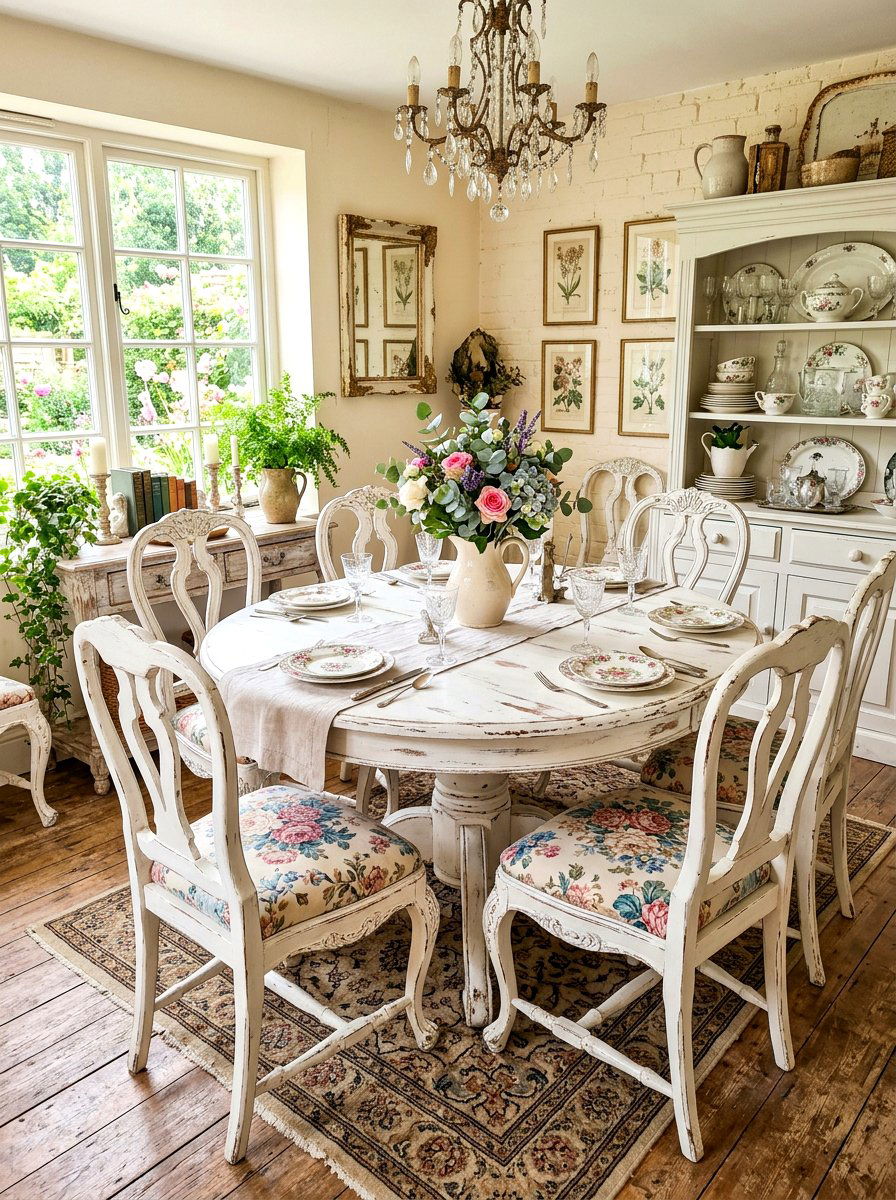 Shabby chic seating - 30 mismatched dining chair ideas