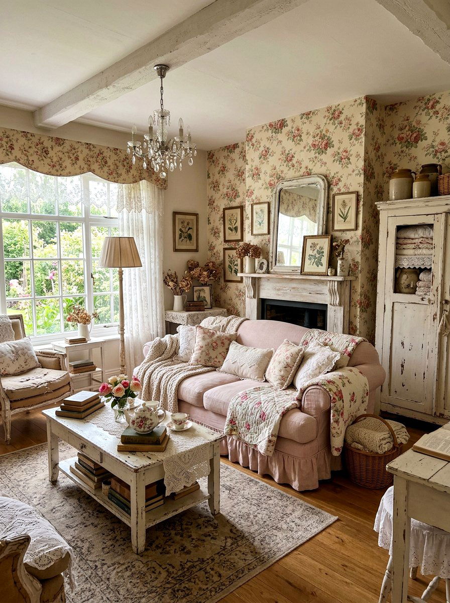 Shabby chic skirted sofa - 30 skirted sofa ideas