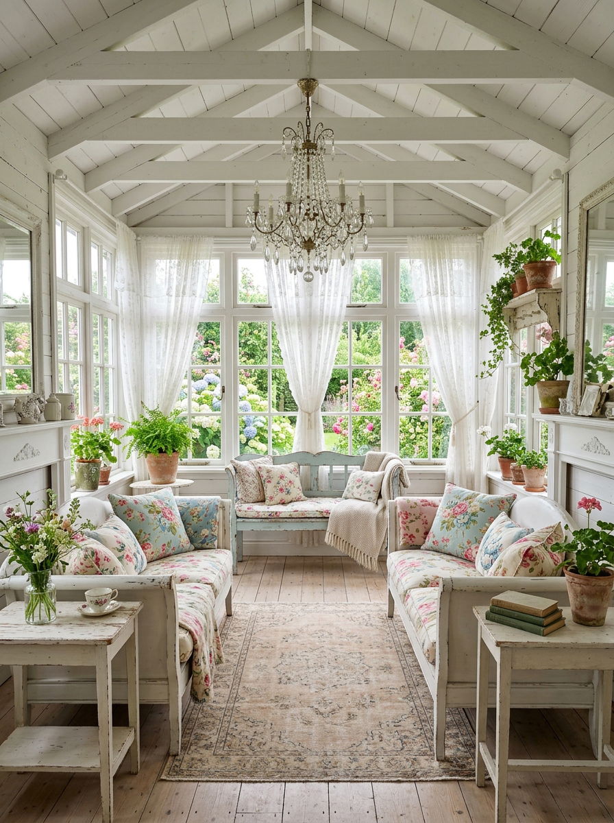 Shabby chic sunroom - 30 rustic sunroom ideas