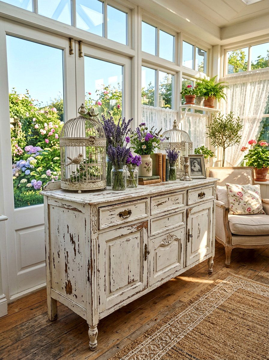 Shabby chic white distressed sideboard - 30 antique sideboard ideas