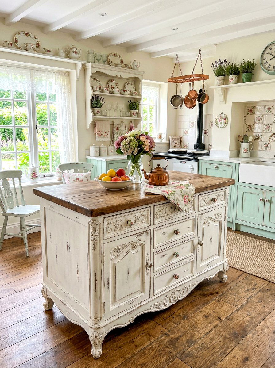 Shabby chic white dresser kitchen island - 30 dresser as kitchen island ideas