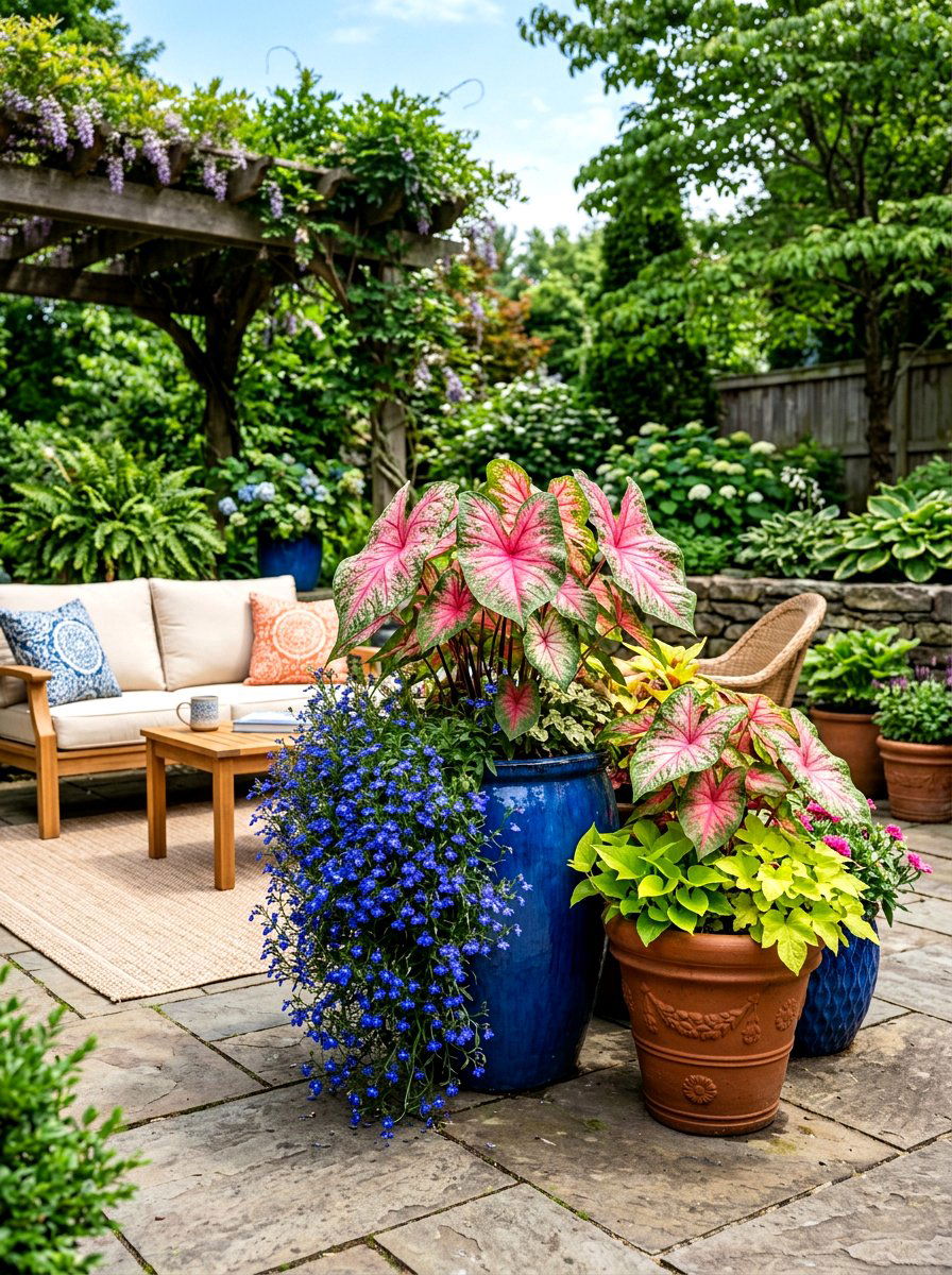 Shade Containers - 30 shade flower bed ideas