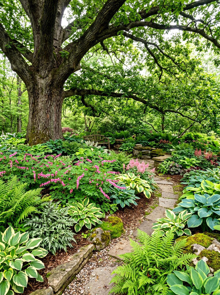 Shade Garden - 30 front yard flower bed ideas