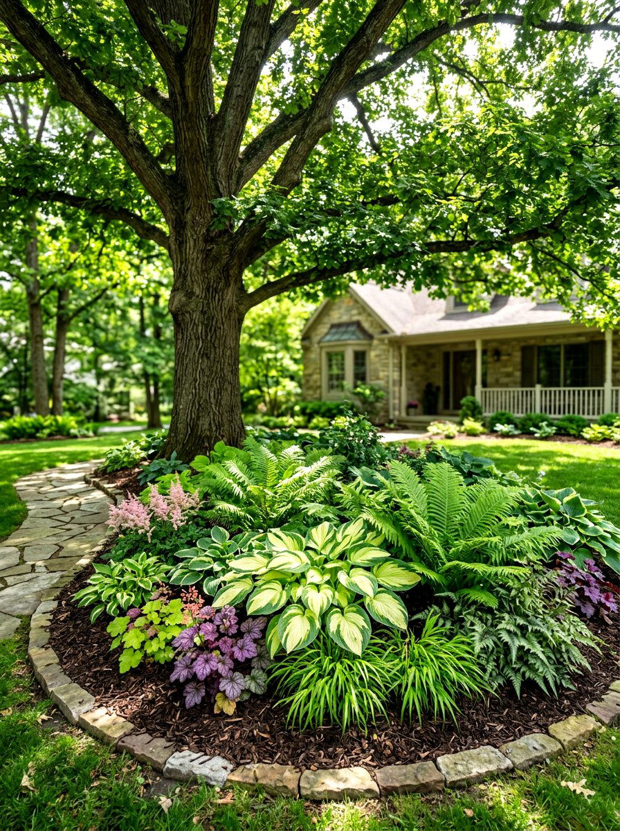 Shade Garden Front Yard Island - 30 front yard island bed ideas