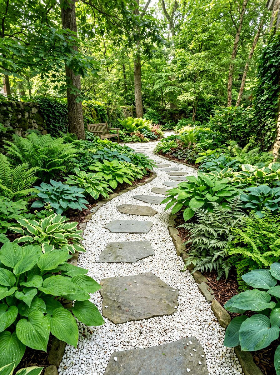 Shade Garden Gravel Path - 30 shady courtyard garden ideas