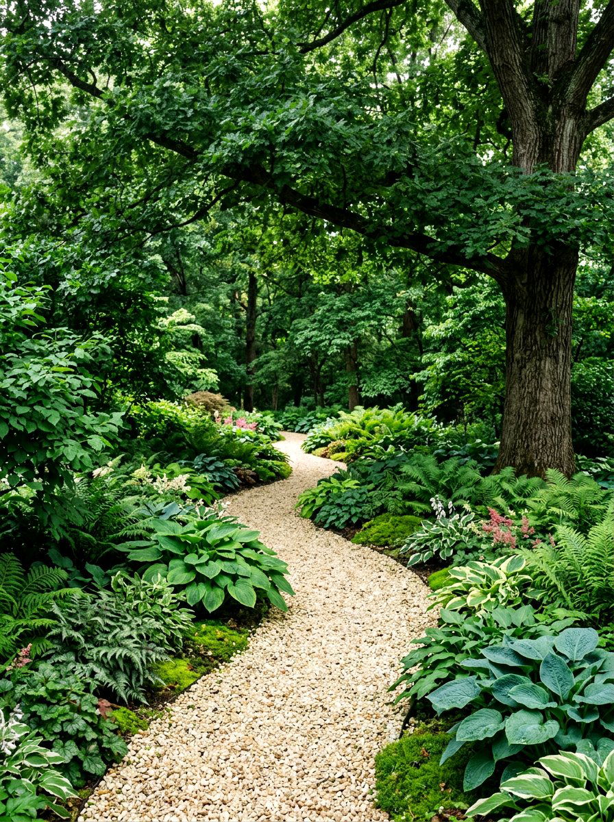 Shade Garden Gravel Path - 30 gravel front yard landscaping ideas
