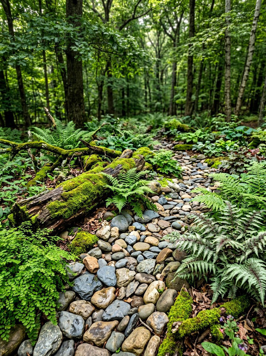 Shade Garden Texture - 30 river rock landscaping ideas