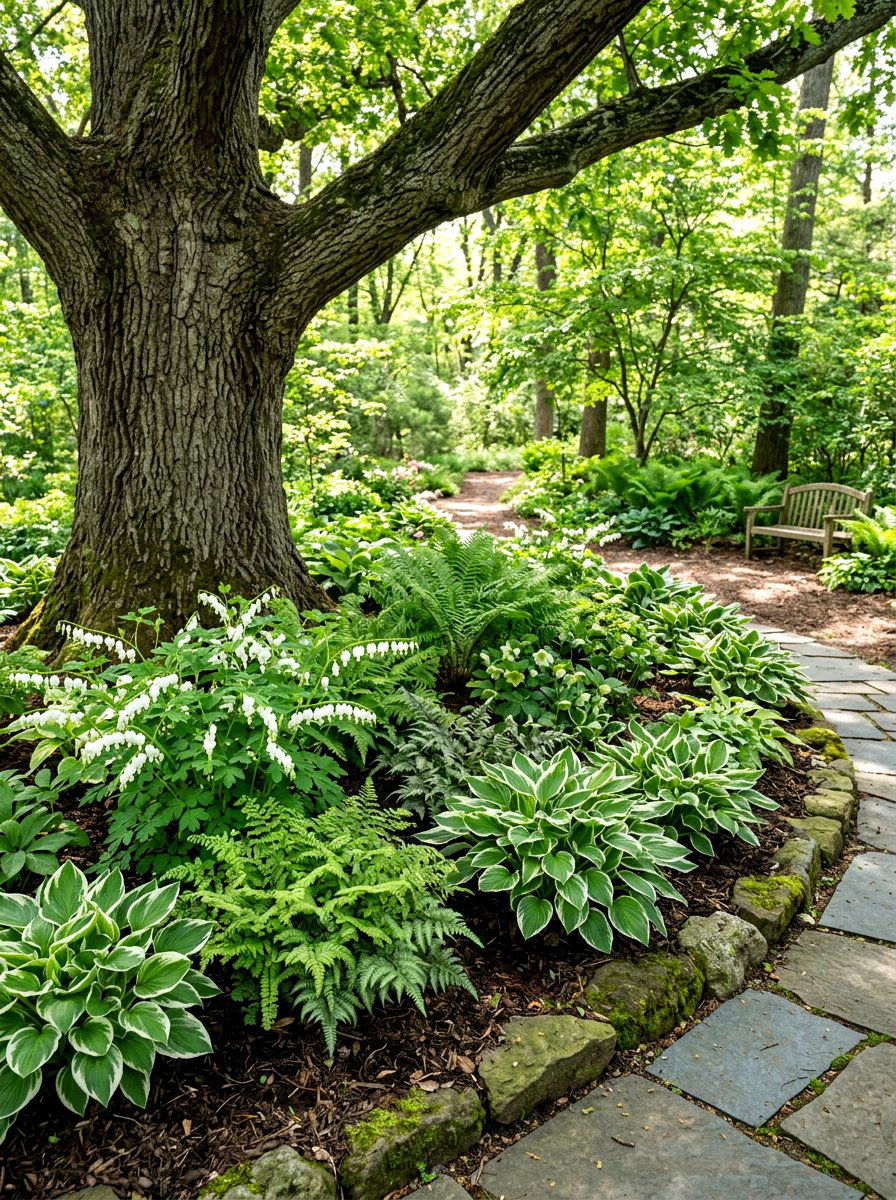 Shade Garden Under Tree - 30 tree ring flower bed ideas