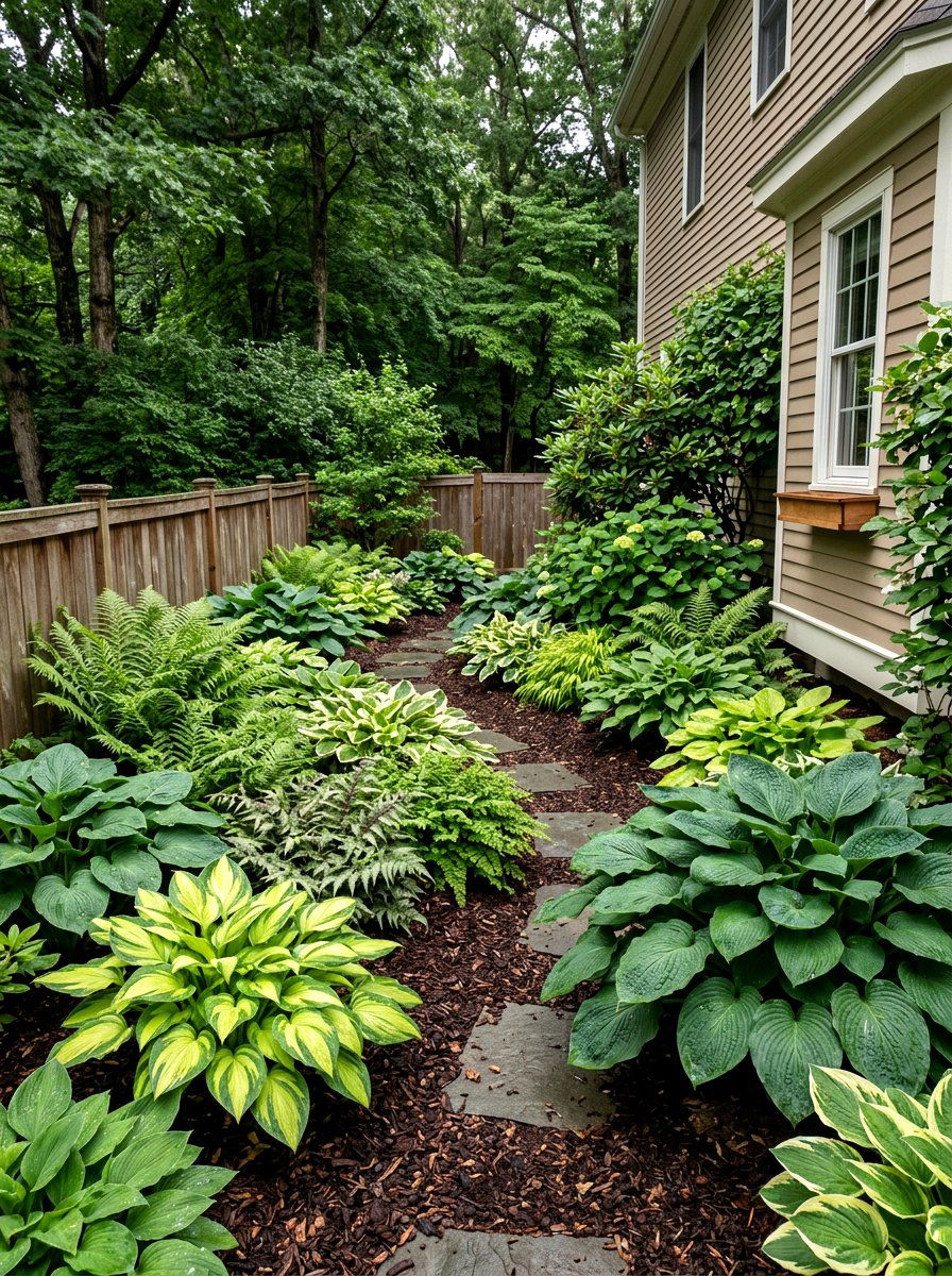 Shade Garden With Hostas - 30 house side garden border ideas