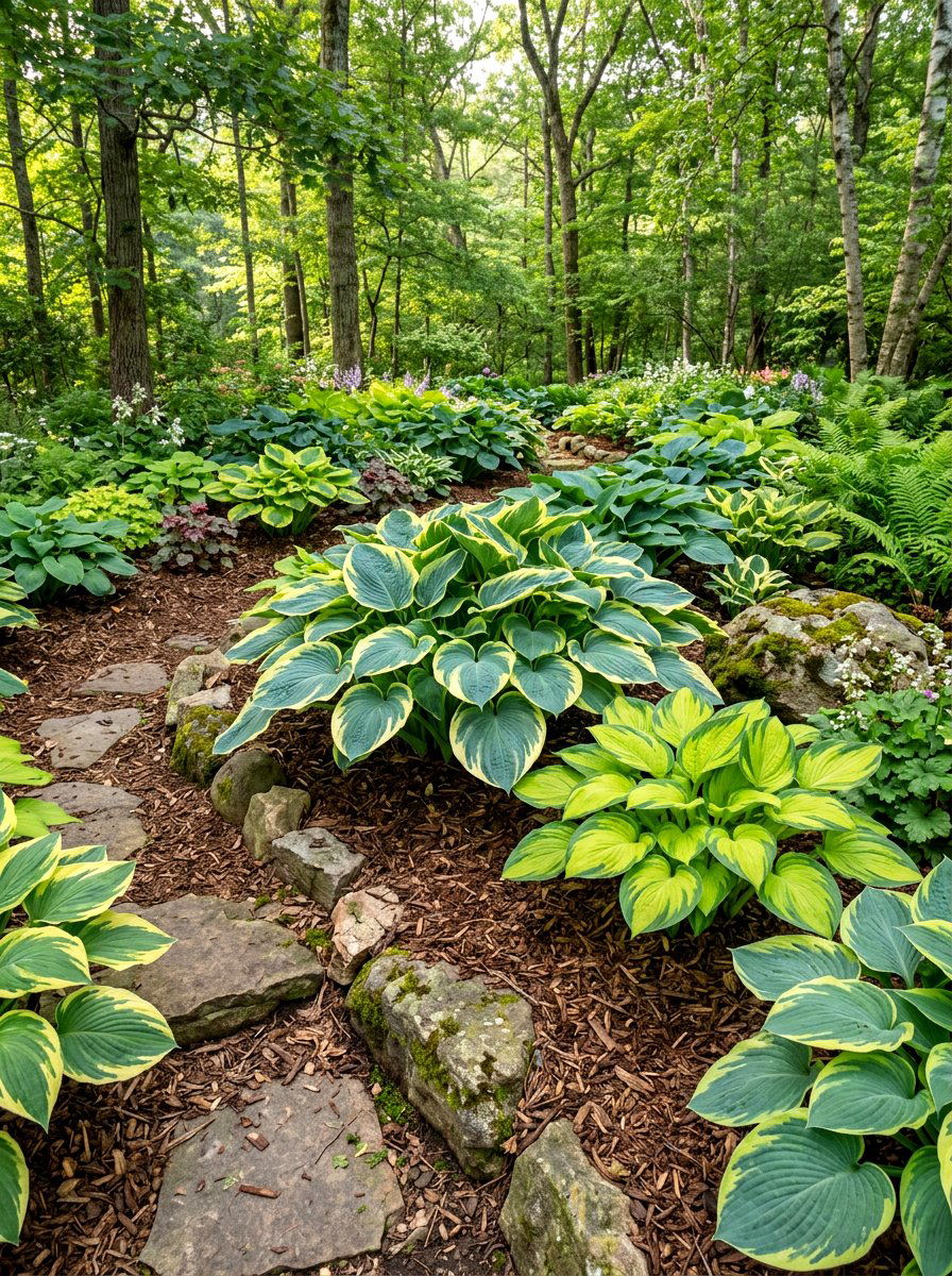Shade Hosta Garden - 30 woodland shade garden ideas