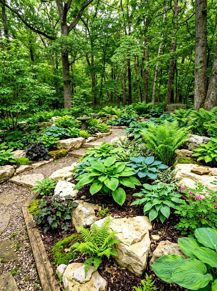 Shade Rock Garden - 30 front yard rock garden ideas