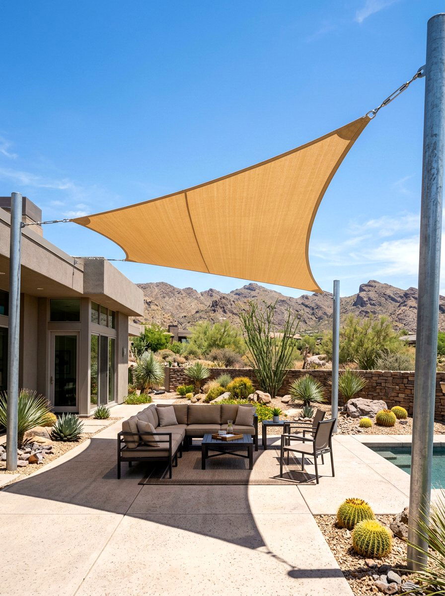 Shade Sail Canopy - 30 southwestern backyard ideas
