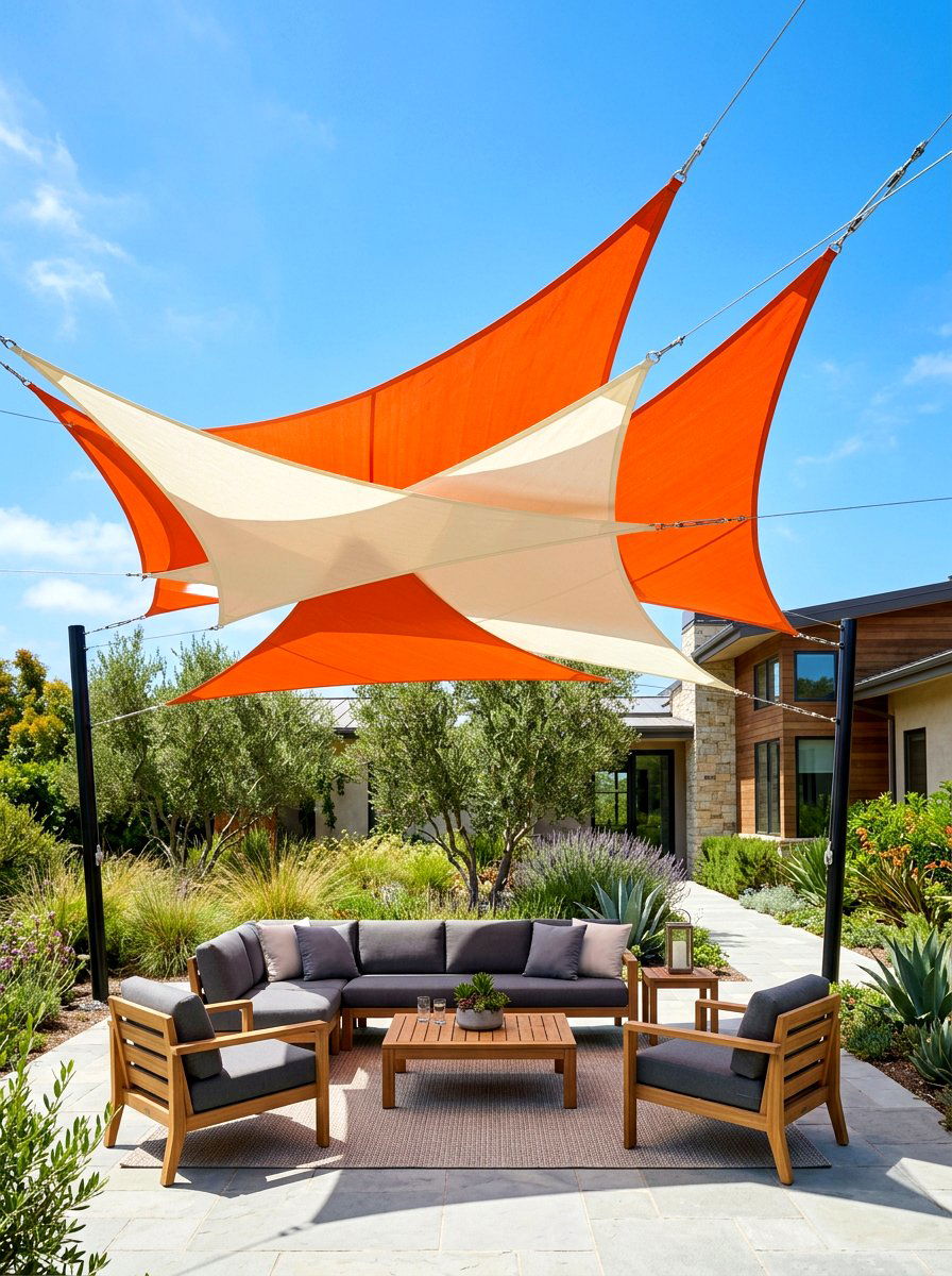 Shade Sail Canopy Area - 30 private backyard oasis ideas