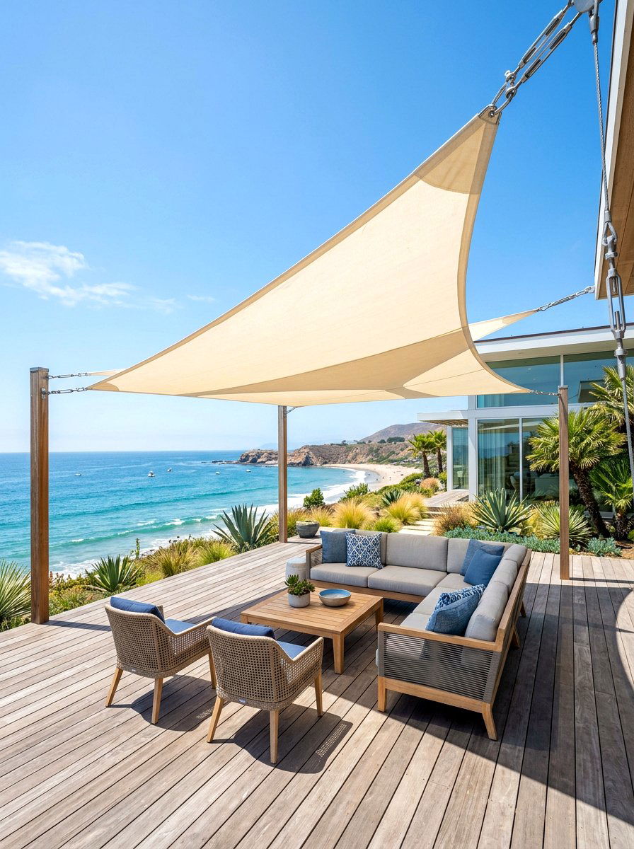 Shade Sail Canopy - 30 budget deck ideas