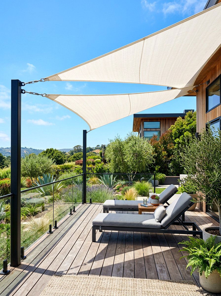 Shade Sail Deck Privacy - 30 deck privacy ideas