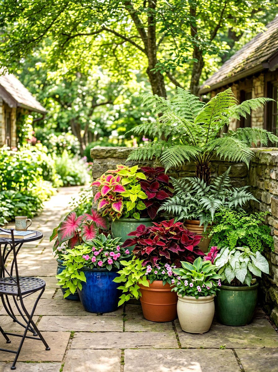 Shade container garden - 30 shade perennial garden ideas